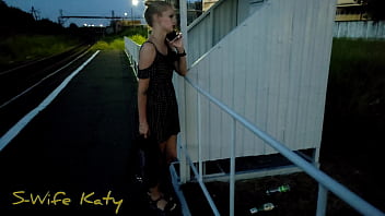 The puzzled cutie was waiting for the train and got