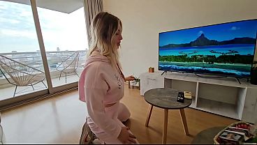 Beautiful blonde with a big ass rides me hard until