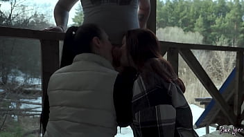 We Sucked Him Together on our Vacation - Public Threesome