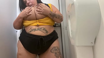 Naughty bathroom strikes again and sticks balls up her ass