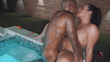 Milf BBC slut out poolside