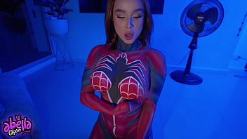 Hot SPIDERWOMAN FUCKS her fan and ride him until he