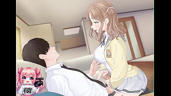 Hot college girl riding and giving handjob for cumshot