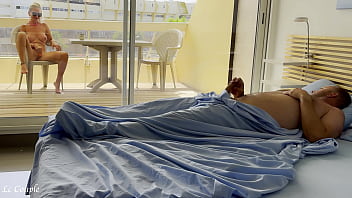 Naked wife was already watching nudists on street when husband