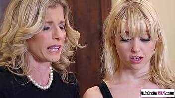 Lesbian teen making her big tits stepmom lick her ass