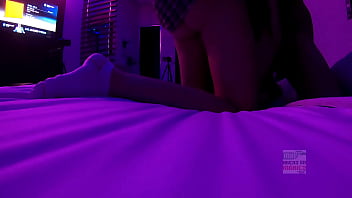 Threesome with two beautiful teens dressed in their school uniform,