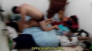 The cuckold arrives and catches the newlywed wife cheating with