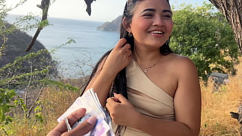 Beautiful tourist is unfaithful to her husband with a stranger