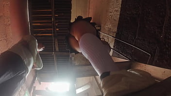 Professor upskirts his plumbing and electrical students with big butts