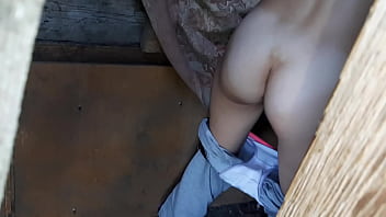 I spy on my stepsister masturbating in the barn -