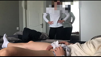 Stepsister caught me jerking off with her panties and helped