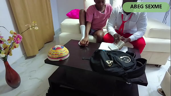 Ebony black African student seduce Step brother and received the