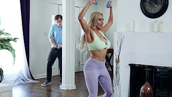 Sneaking On My Hot Latin Step Mom Working Out -