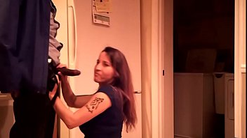 Sexy cheating wife dresses sissy in dress while she fucks