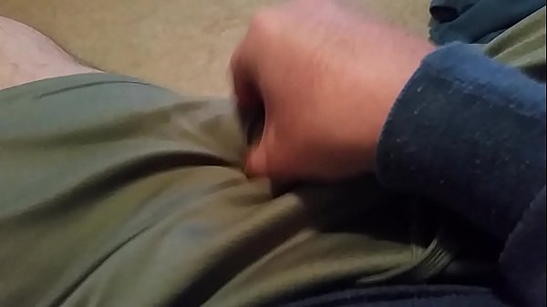 Old amateur guy talks while rubbing cock against thigh and