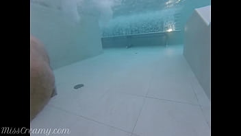 Teen student fingers my pussy in a public pool in