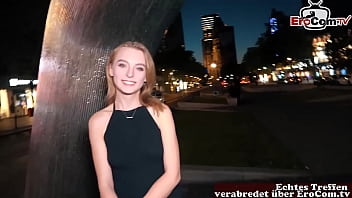 Cute german blonde Teen with small tits at a real