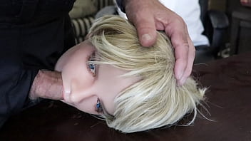 Pale Whore Upside Down Sloppy Face Fuck with Doll Head,
