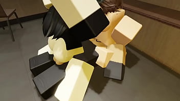 Two roblox cafe sluts get fucked by a costumer (THREESOME)