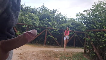 Handjob for a slut who was passing by in public!