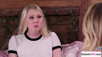 Teen lets lesbian stepsis lick her pussy