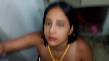 Brother-in-law convinces me and makes me kneel down to suck