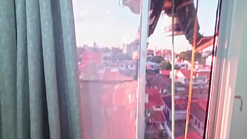 Penetrating my stepdaughter's ass when suddenly a window cleaner appears