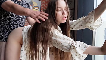 My stepsister doesn't mind fucking on the floor.