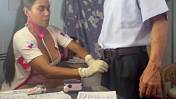 Doctor threesome, she takes out the semen from her patient's