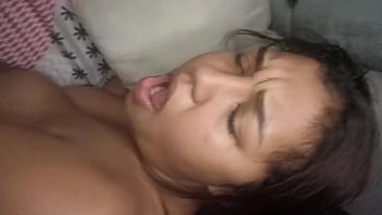 Colombian brunette resting and her boyfriend comes in to interrupt