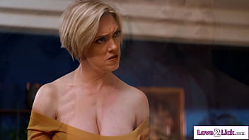 Big tits cougar stepmom tongues her teen stepdaughters pussy