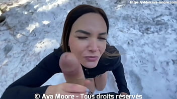 A French girl sucks a big cock in the snow