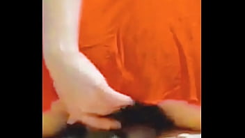 The naughty stepdaughter in a skirt sits on her stepfather's