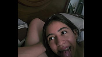 Latina stepsister sucks huge cock