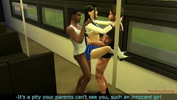 Sims 4, Japanese college girl groped and fucked with no