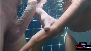 Thai amateur teen GF sex in the pool with her