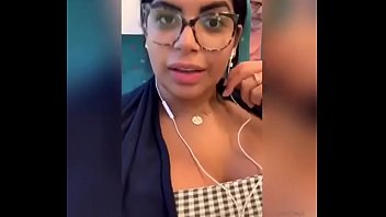 Latina in the train showing her boobs and playing with