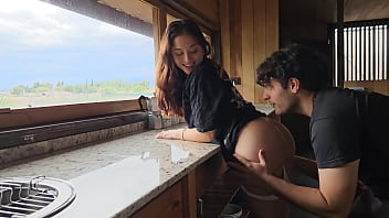 Having sex with my lover in the mountains. Deep cumshot