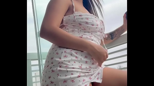 Beating off on the balcony and the neighbor seeing her