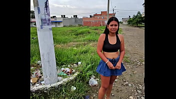 After the party, the girl waits for the Uber and