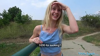 Public Agent Horny blondes tight body fucked for cash in