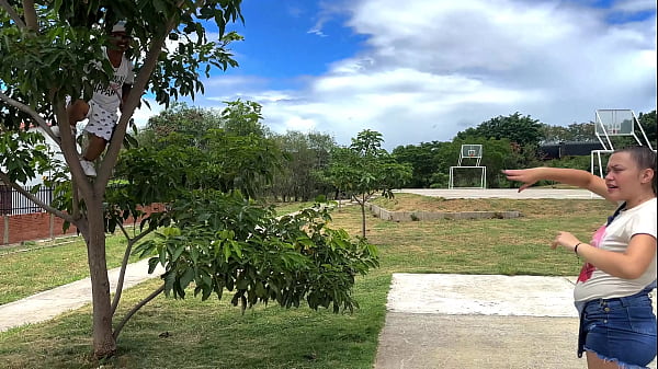 I see a little dwarf riding in a tree watching