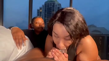 Sexy ebony threesome horny wife and friend fucking bbc