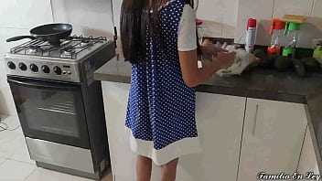 Stepdaughter Cooking Her Stepfather Takes Advantage of Her When Left