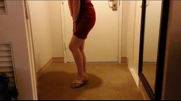 Nice girl in dress wets herself