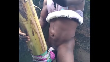 Sexy performance showing hard cum in the forest