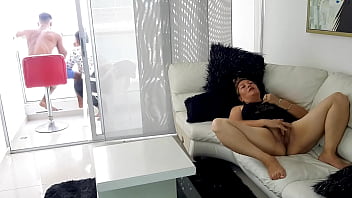 I catch my horny stepmom masturbating.