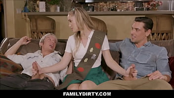 FamilyDirty - Skinny Small Tits Blonde Teen Stepdaughter Threesome With