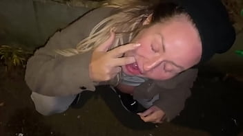 Offered a drink on the street to take a cum