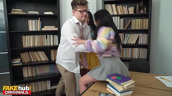 FAKEhub - Quick cum in panties in the study room